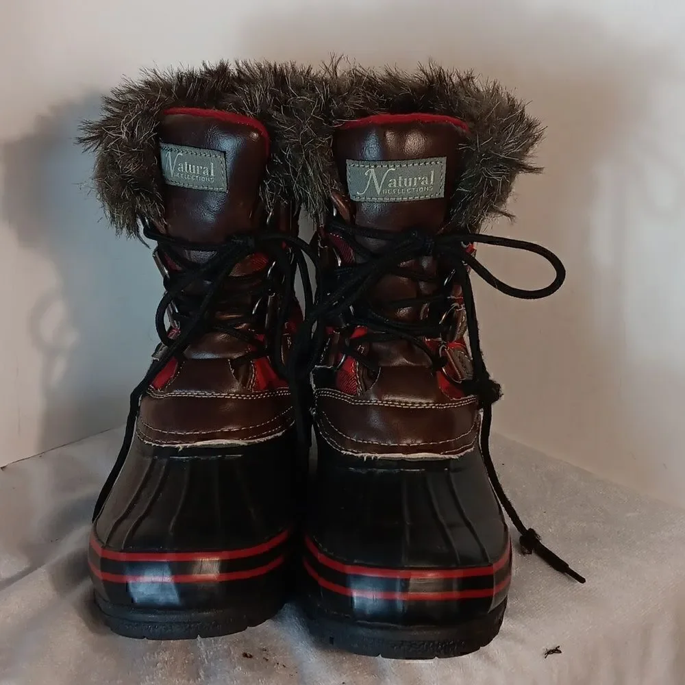 Natural Reflections Plaid Faux Fur Women's Winter Boots